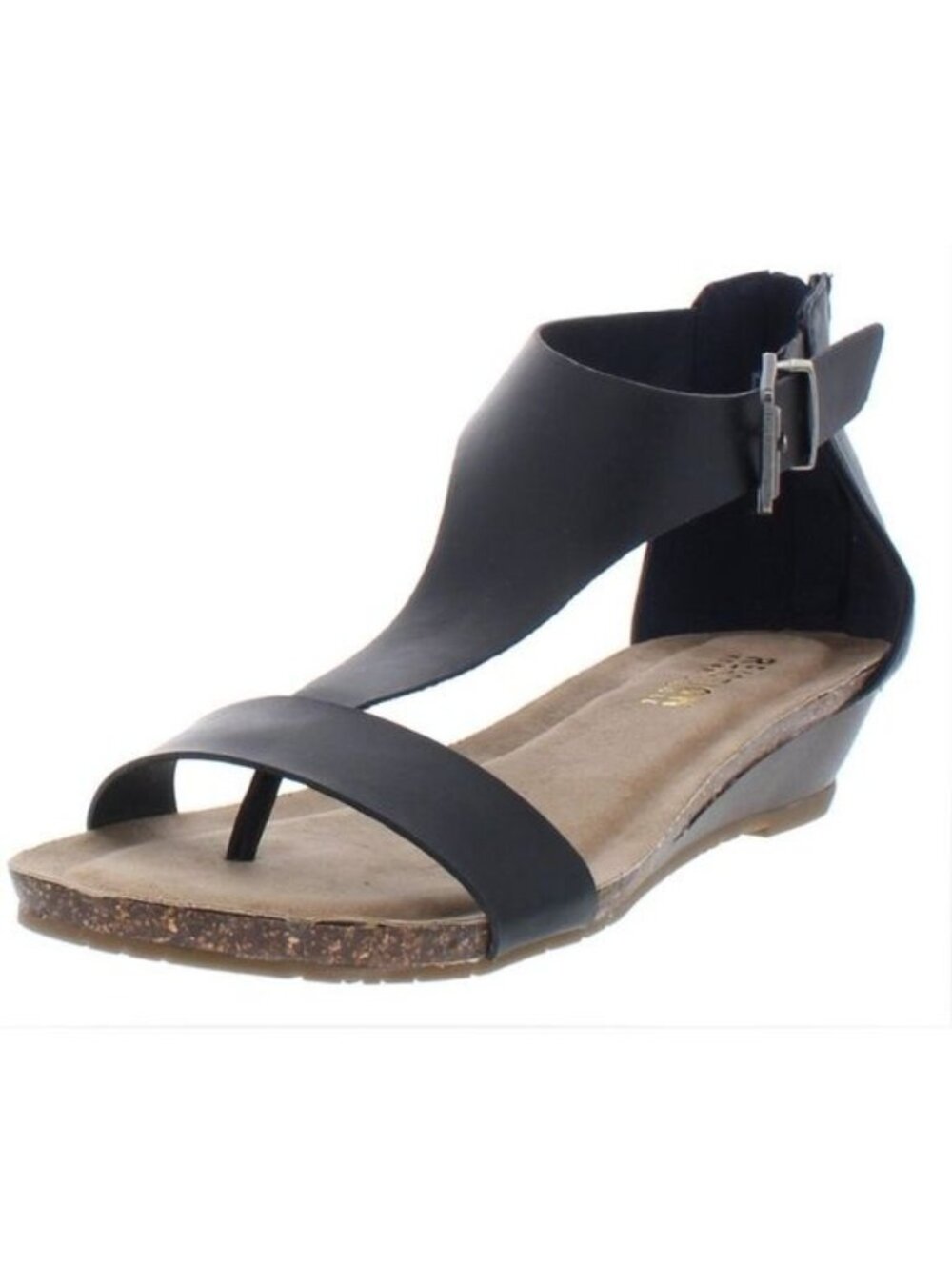 Kenneth Cole Reaction Women's Great Gal Navy T-Strap Wedge Sandals Shoes Size 10
